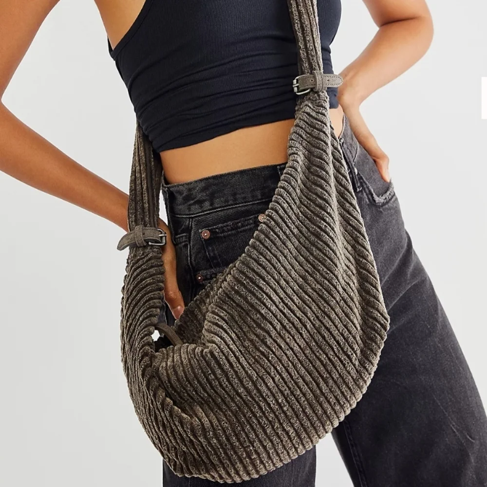 Free People Carrie Cord Frosted Earth Slouchy Corduroy Sling Bag